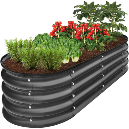 4X2X1Ft Outdoor Raised Metal Oval Garden Bed, Planter Box for Vegetables, Flowers - Sage Green