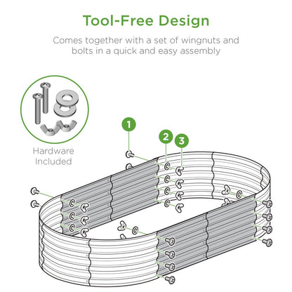 4X2X1Ft Outdoor Raised Metal Oval Garden Bed, Planter Box for Vegetables, Flowers - Sage Green