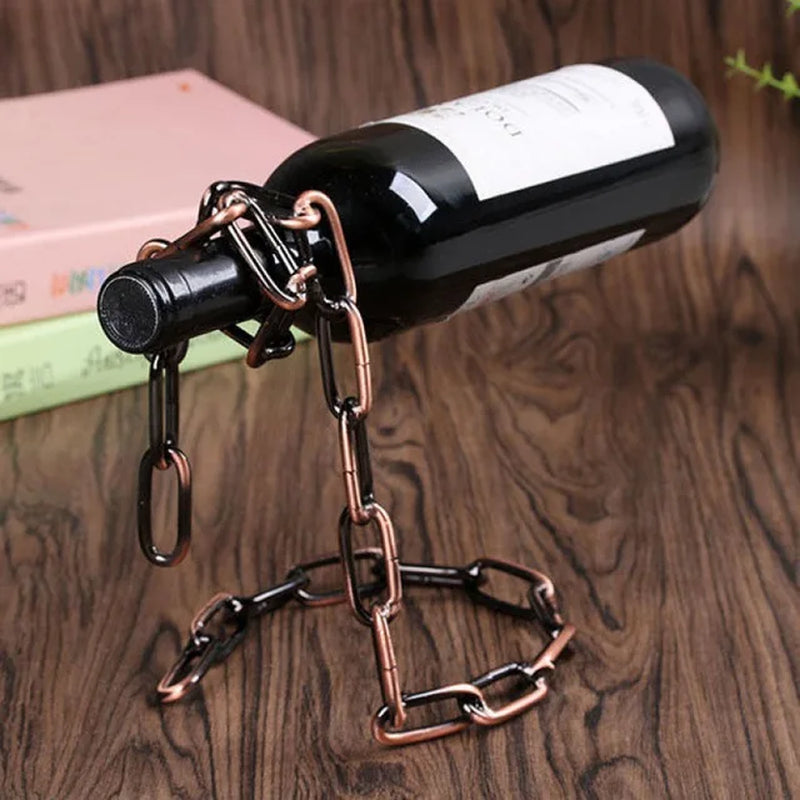 Suspended Chain Red Wine Rack Hanging Metal Wine Holder Wine Bottle Stand Holder Restaurant Decoration Living Room Bar Ornaments